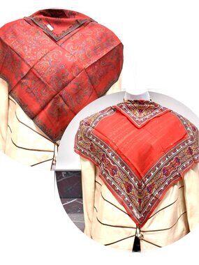 2)  New - Christian Dior  cotton made 19  Mini scarf/Neck-kerchief red floral(44